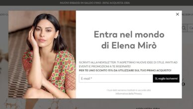 15 extra sconto Elena Miro registrandoti alla newsletter