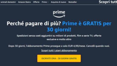 Amazon Prime Gratis 30 giorni senza limiti e a costo zero