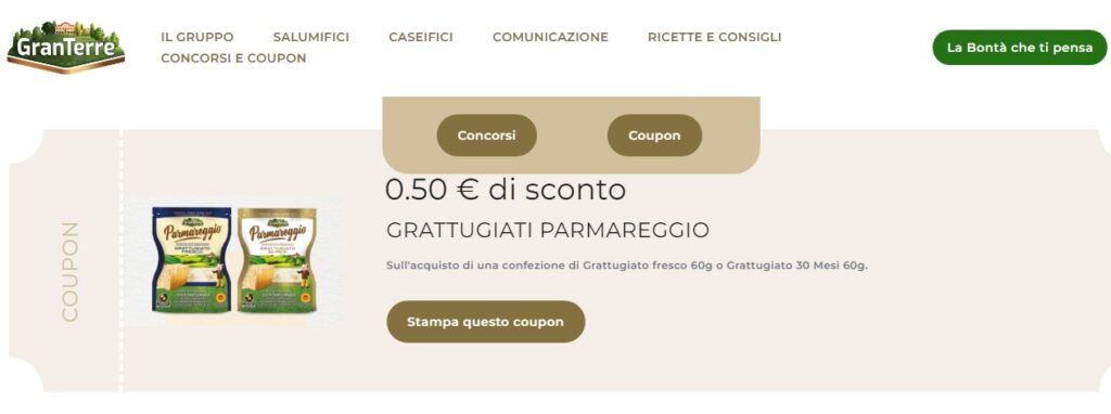 Coupon sconto Grattugiato Parmareggio da stampare