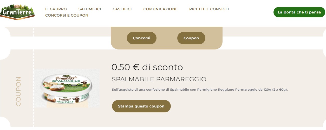 Coupon sconto Parmareggio Spalmabile da stampare